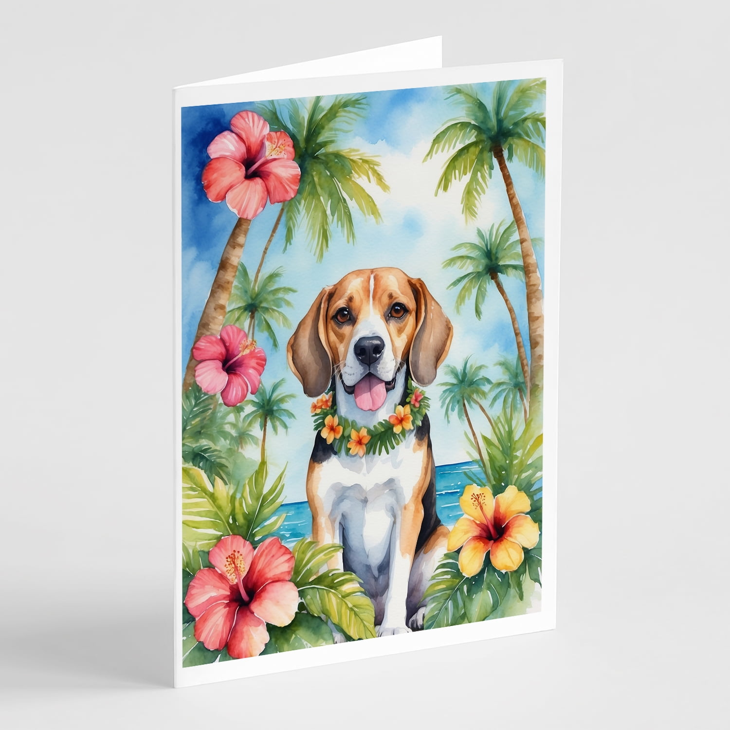 Boxer Luau Greeting Cards Pack of 8 7 in x 5 in