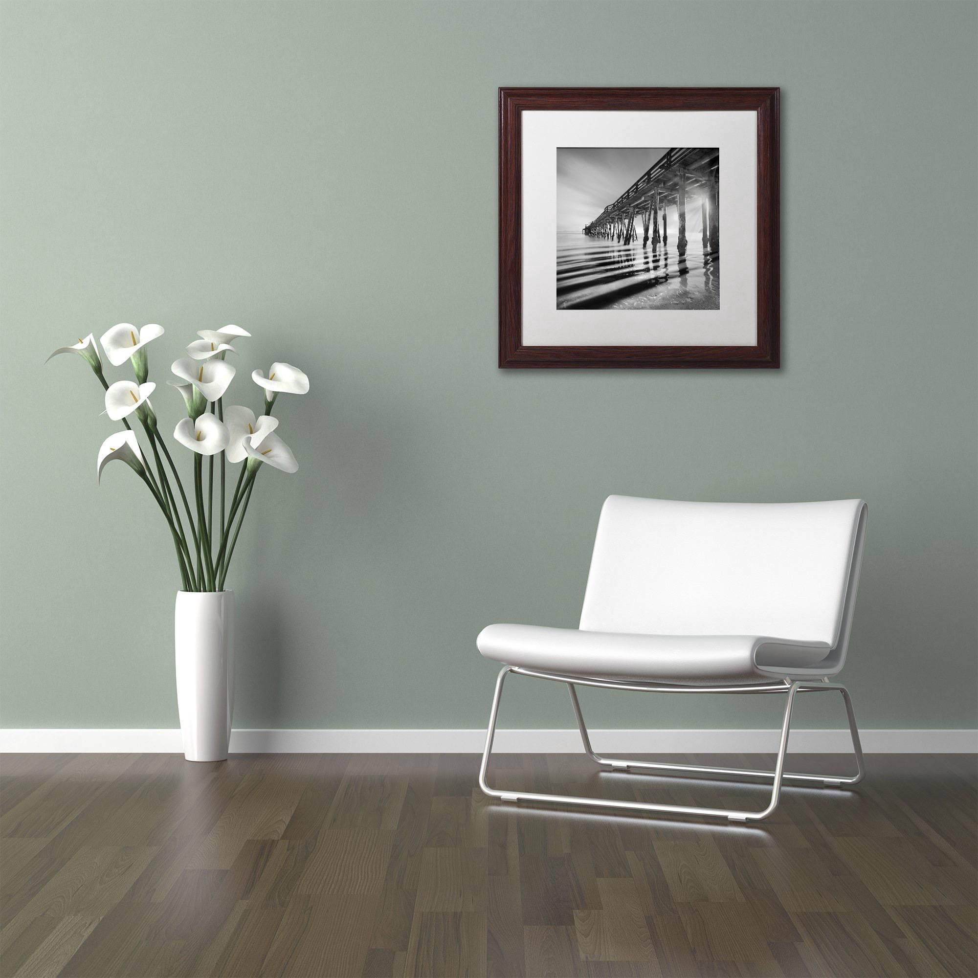 Trademark Fine Art "Pier and Shadows" Canvas Art by Moises Levy White Matte, Wood Frame