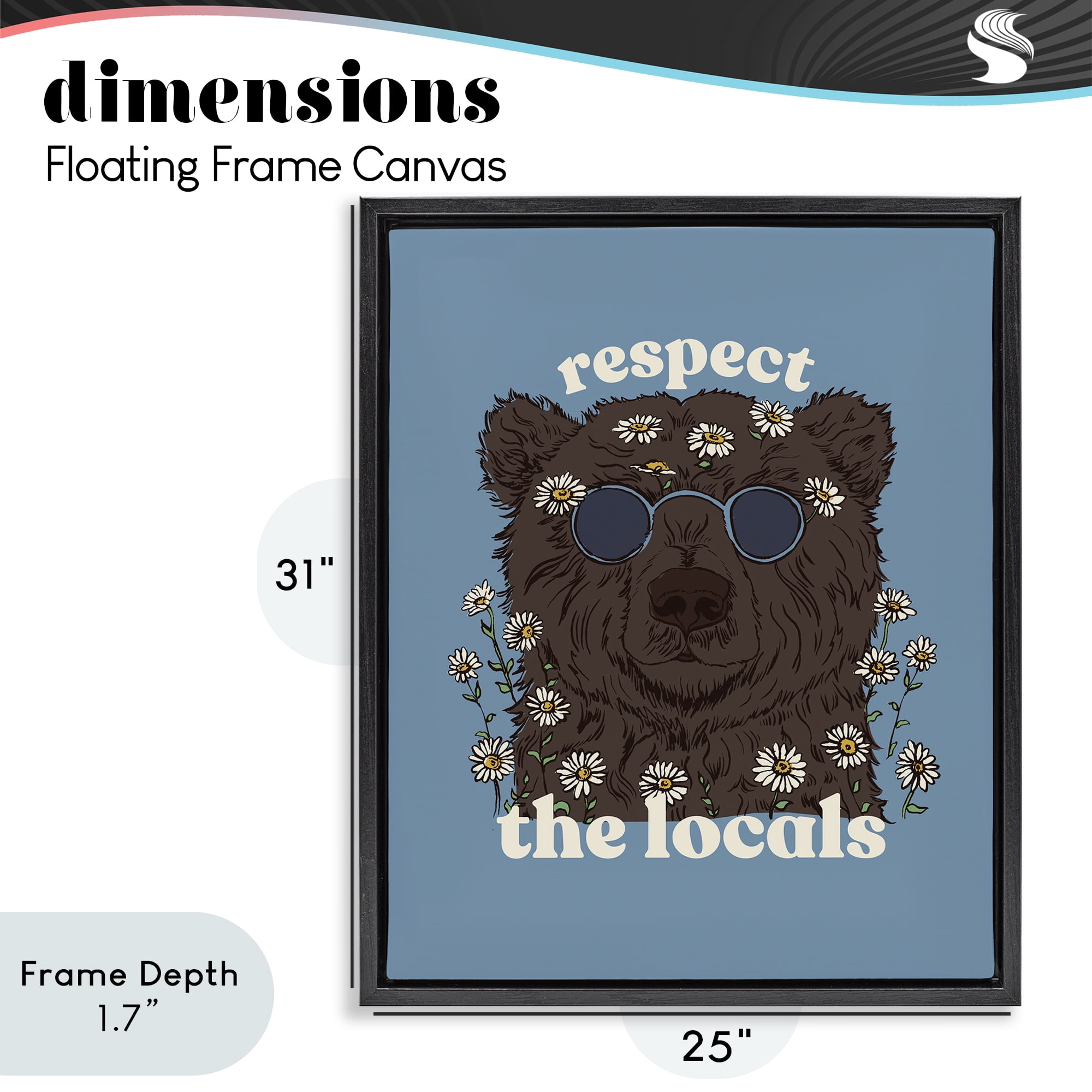 Stupell Industries Respect The Locals Bear Black Framed Floater Canvas Wall Art, design by Two If By Sea Studios