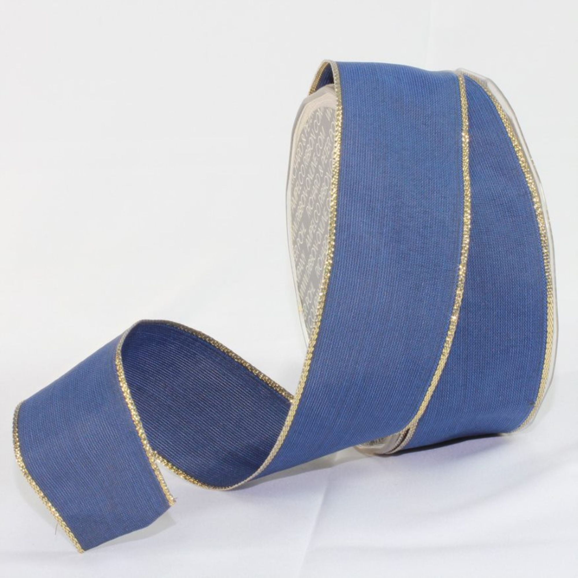 Navy Blue and Gold Solid Wired Craft Ribbon 1.5