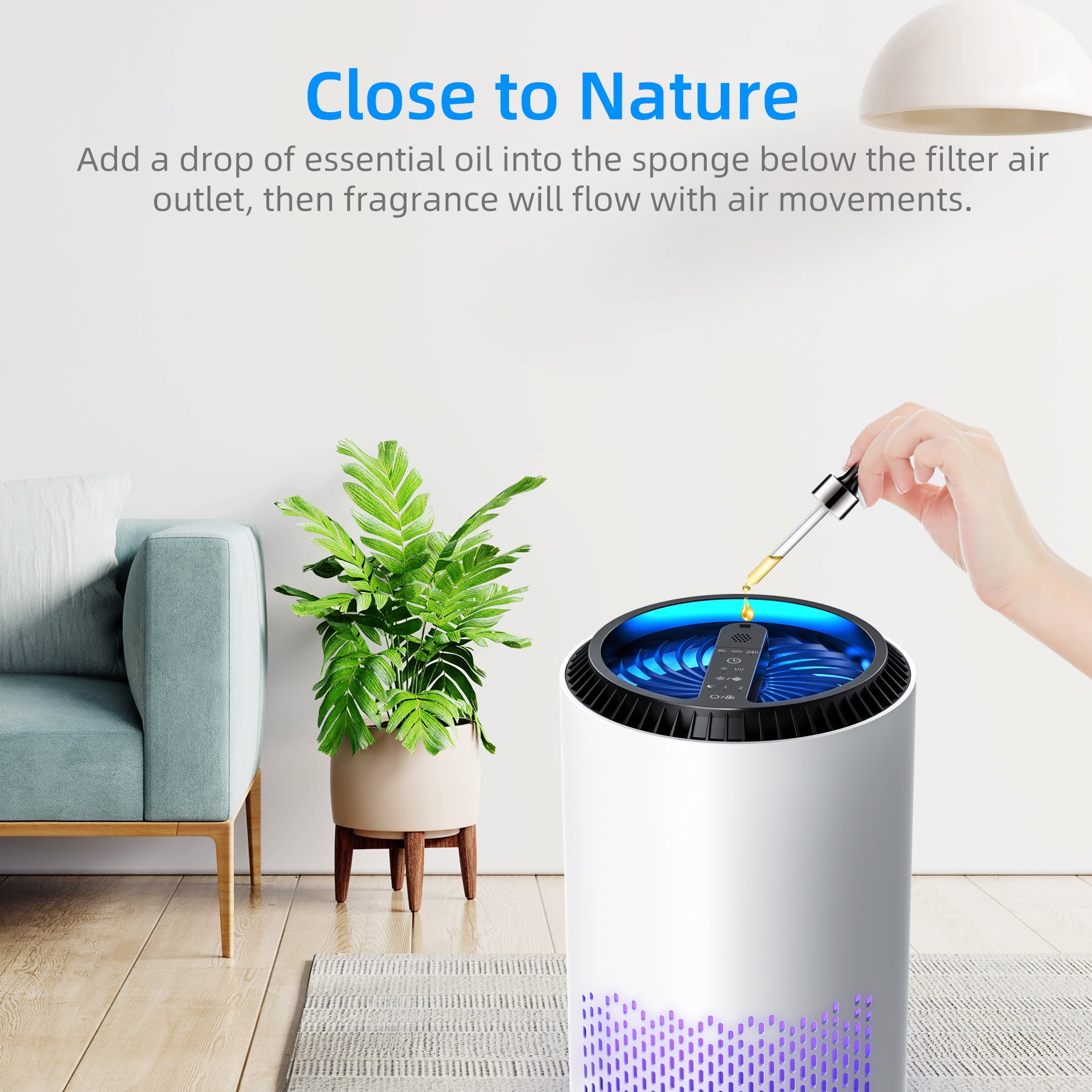 KLOUDIC DH-JH01 Air Purifier High Efficient HEPA Air Cleaner 99.9% Removal for Home ,White