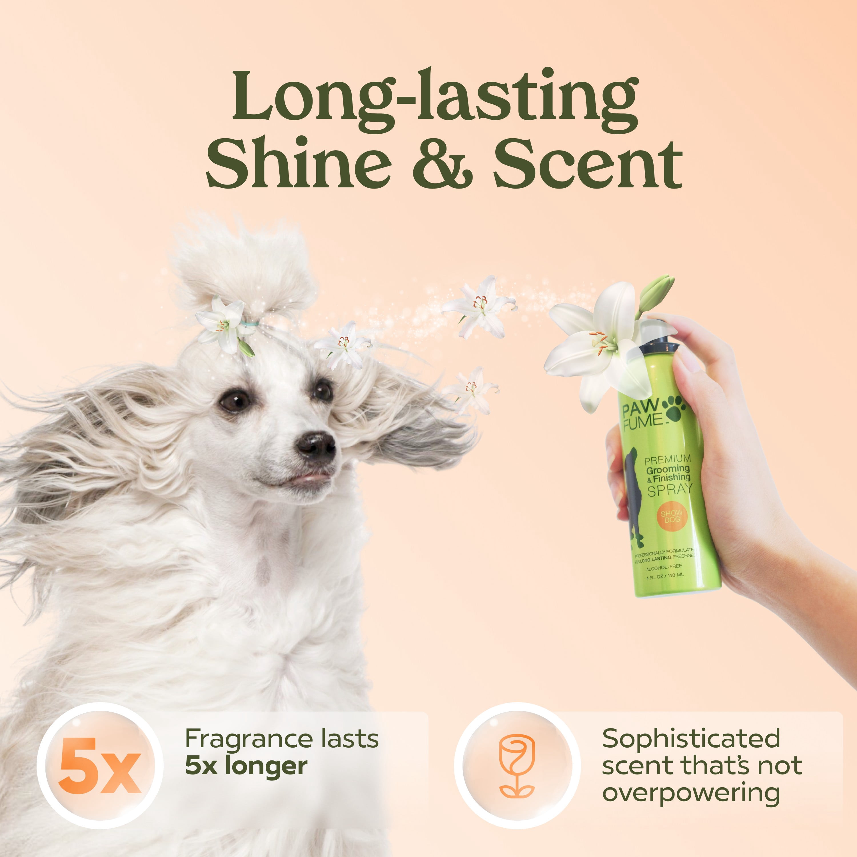 PawFume Show Dog Premium Grooming and Finishing Deodorizer Dog Spray, 4 fl oz Can