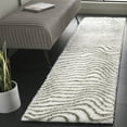 thumbnail image 2 of SAFAVIEH Tahoe Kuzman Striped Shag Runner Rug, Ivory/Green, 2' x 8', 2 of 7