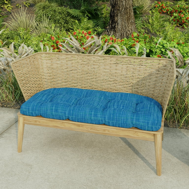 Jordan Manufacturing 44 x 18 Blue Solid Outdoor Wicker Bench Cushion 18 L x 44 W x 4 H