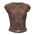 thumbnail image 4 of Endives Mesh Short Sleeve Tops for Women Slim Fit Crop Tops Shirt See Through Lace Going Out Top Club Wear T Shirts for Women L, 4 of 7