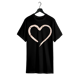 thumbnail image 1 of Heart Print Casual Short Sleeve T-shirt, Polyester elastane Blend, Crew Neck, Slight Stretch, Regular Length, Summer Women'S Clothing, 1 of 6