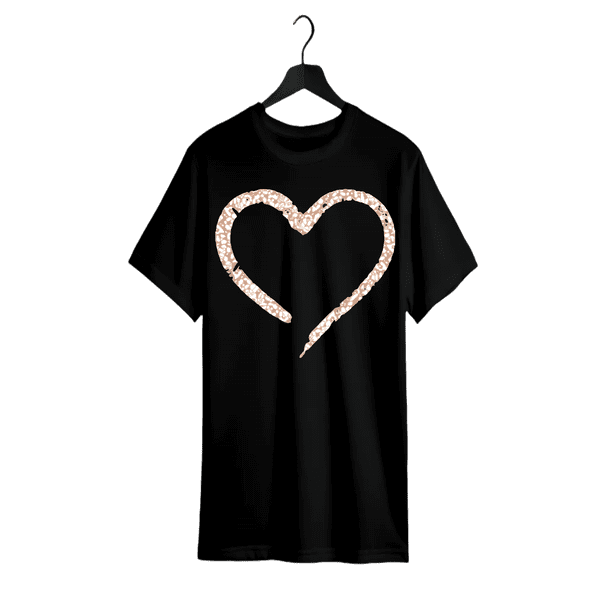 Heart Print Casual Short Sleeve T-shirt, Polyester elastane Blend, Crew Neck, Slight Stretch, Regular Length, Summer Women'S Clothing