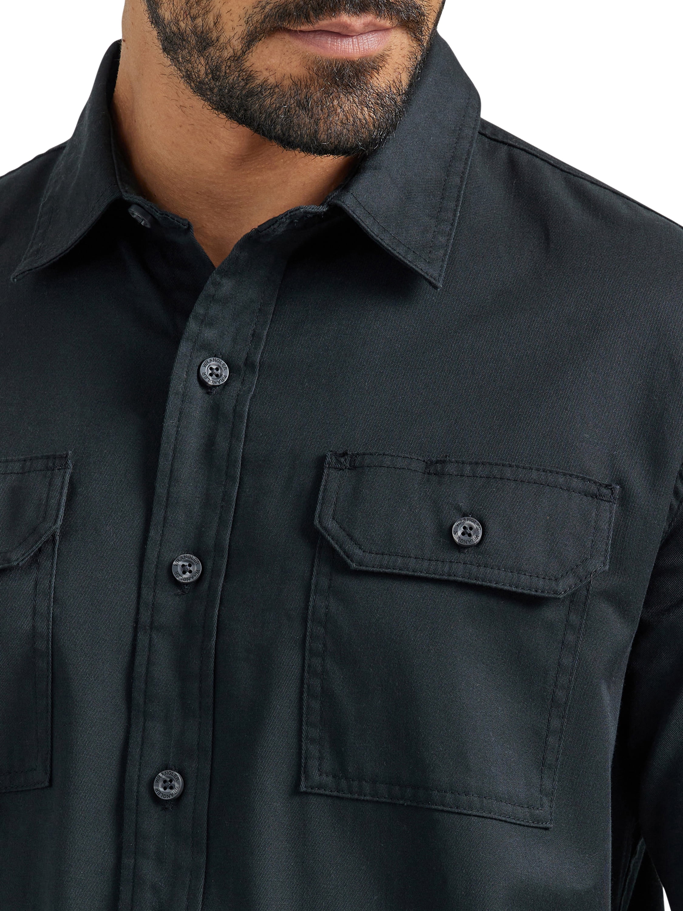 Wrangler® Men's and Big Men's Relaxed Fit Long Sleeve Woven Shirt, Sizes S-5XL