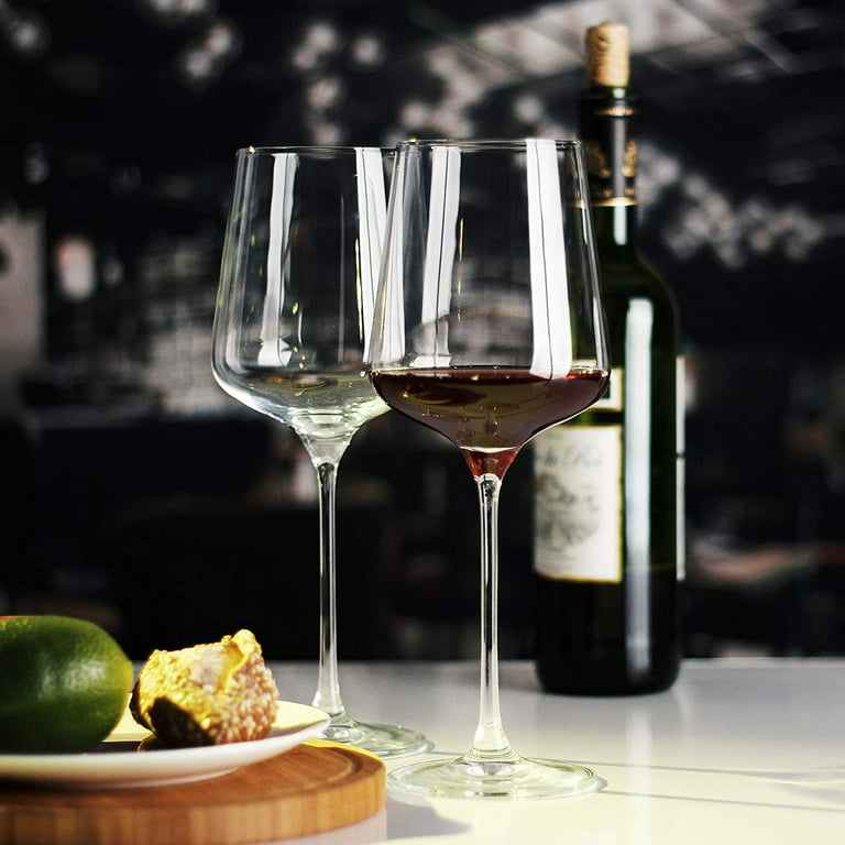 Set of 6 Colored Wine Glasses - 12 oz Hand Blown Italian Style Crystal  Bordeaux Wine Glasses - Premium Stemmed Colored Glassware - Unique Drinking