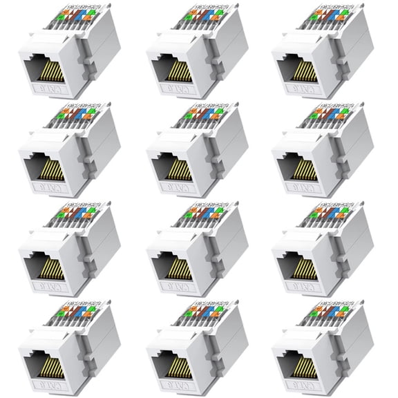 12PCS Cat6 RJ45 Toolless Coupler Female to Female Ethernet Module Jack Gigabit Panel(Incompatible with Patch Panel)
