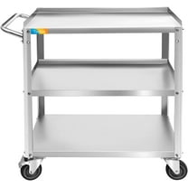3 Tier Stainless Steel Utility Cart Commercial Heavy Duty Rolling Cart Food Storage Service Trolley with Handle and Wheels for Kitchen Restaurant Hospital Lab and Hotel 19" W x 31" L x 34" H