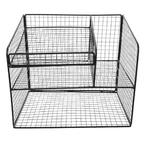 OUNONA Office Desk Organizer with Phone Stand 3 Tier Metal File Tray in Black