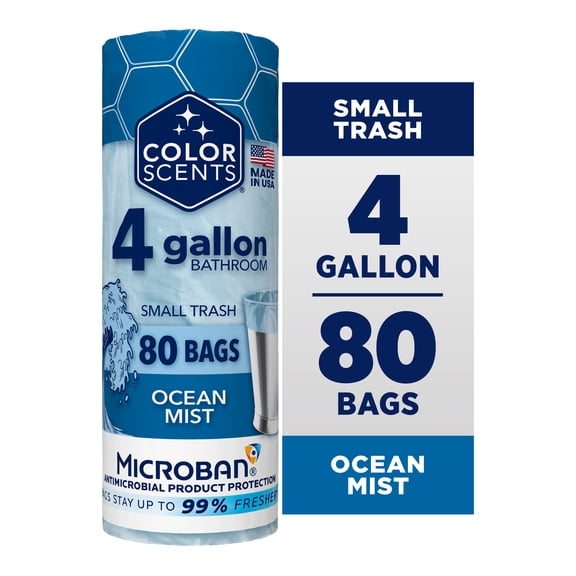 Color Scents 4-Gallon Ocean Mist Scented Trash Bags with Microban, 80-Count