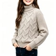 thumbnail image 4 of Fesfesfes Kids Unisex Cable Knit Sweater Mock Neck Long Sleeve Pullover Top, Solid Color Winter Warm Outfit for Boys Girls Ages 1-10 Years, 4 of 6