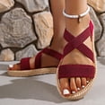 thumbnail image 3 of Pandaie Flat Sandals Womens Slip on Summer Beach Vacation Shoes Elastic Criss Cross Band Casual Walking Slides with Arch Support Wine 8, 3 of 6