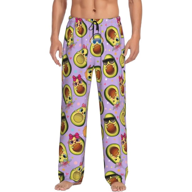 Fotbe Cartoon Avocados Pantalones de Pijama para Hombre, Pantalones de Dormir, Pantalones de Casa con Cintura Ajustable y Bolsillos-Small