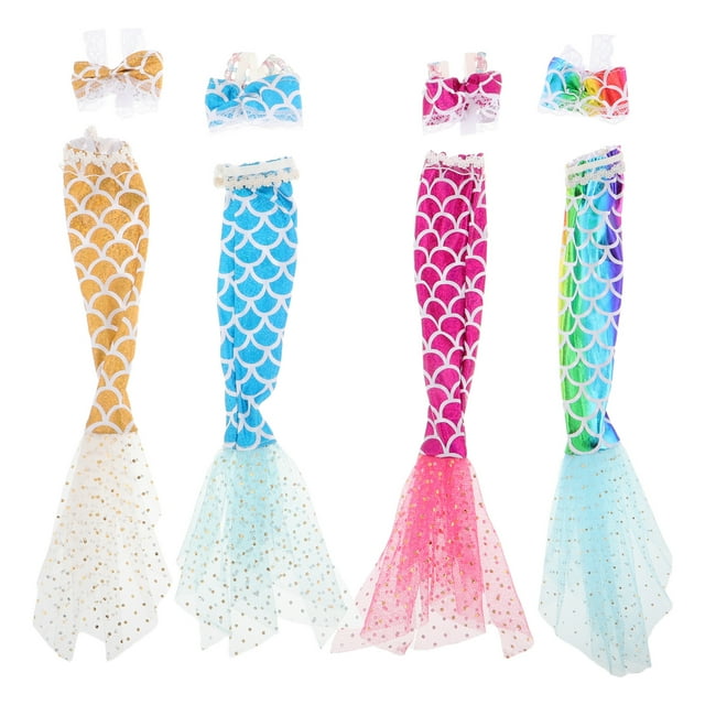 4 sets ropa de muñeca de sirena niña decorativa muñeca bikini traje de baño de sirena