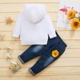 thumbnail image 3 of 4T Baby Girl Clothes Baby Girl 2PCS Outfits Sunflower Print Long Sleeve Hooded Tops Ripped Jeans Pants Set 3-4T Baby Girl Hoodie Outfits White, 3 of 7