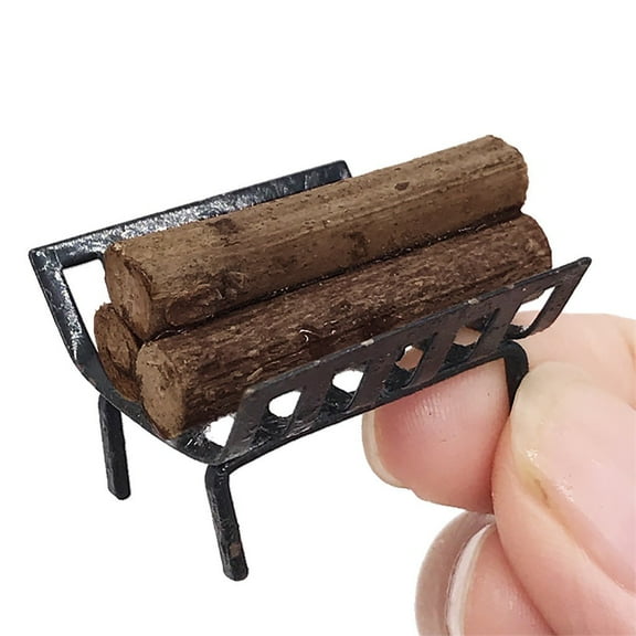 Kiplyki 1:12 Dollhouse Furniture Miniature Metal Firewood Rack Kids Pretend Play Toy