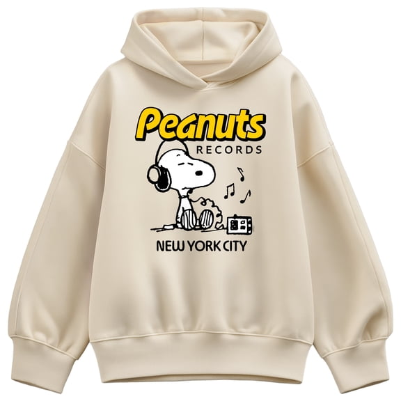 Peanuts - Snoopy Headphones - Women's Oversized Fleece Hoodie Sweatshirt