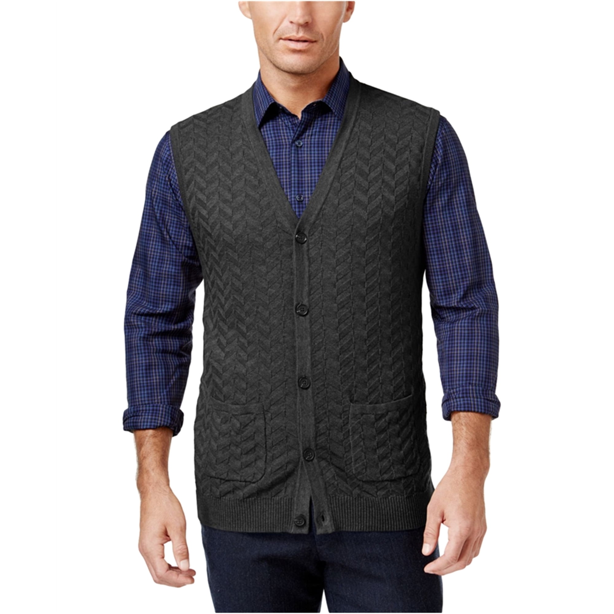 Tasso Elba Mens Chevron Sweater Vest 