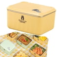 thumbnail image 2 of Yellow Stainless Steel Stackable Lunch Box Leakproof Thermal Food Container for Student School Office Commute, 5X4X3In, 1Pcs, 2 of 9