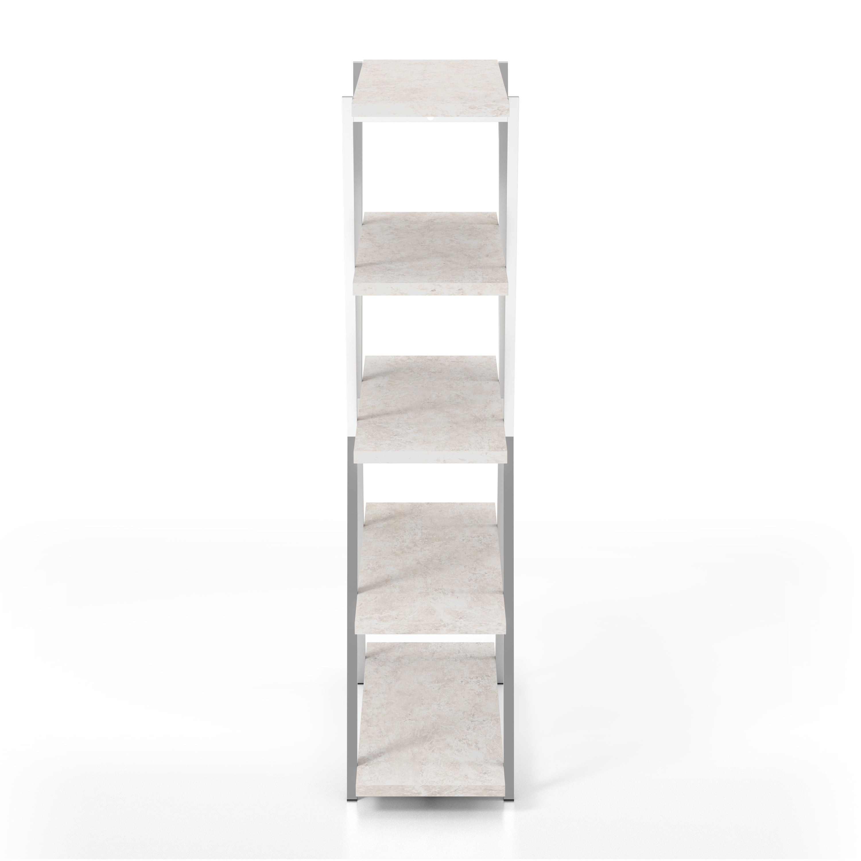 Furniture of America Ketano 5-Shelf Bookcase, Chrome
