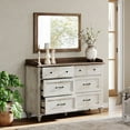 thumbnail image 3 of FITUEYES Mid-Century Modern TV Entertainment Center for 60" TVs, Wooden Media Console with 6 Drawers, Antique White, 3 of 7