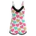 thumbnail image 4 of Pajamas For Women Set Valentines Heart Graphics V Neck Vest Top And Elastic Waist Shorts Sleepwear Soft 2 Piece Outfits Loungewear Sets Beige M, 4 of 5