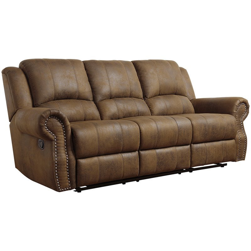 Bowery Hill Reclining Sofa With, Nailhead Leather Sofa Recliner