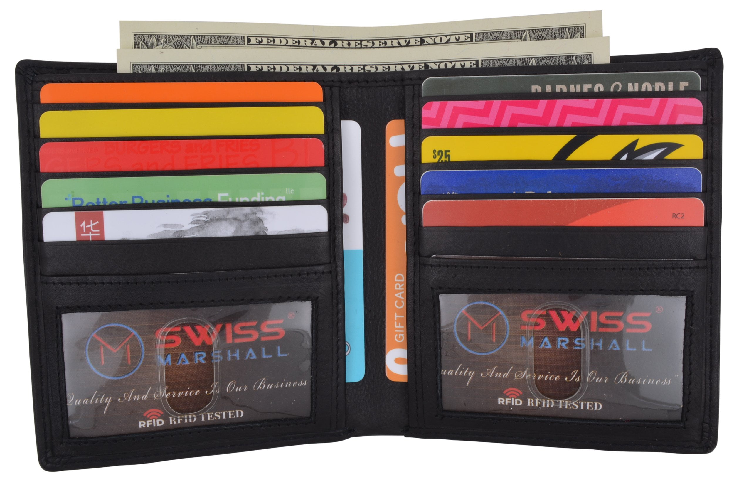 Swiss Marshall RFID Men's Slim Bifold Hipster Premium Leather Euro