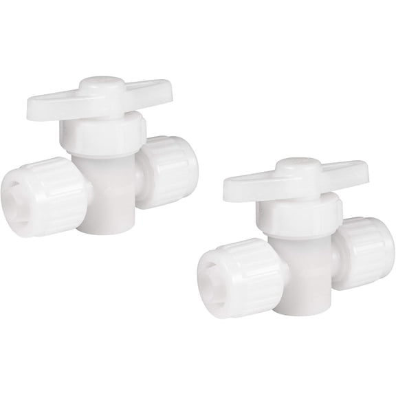 RecPro RV Plumbing Hardware | 06880 | 1/2" Compression Type 2-Way Stop Valve | Shutoff Fitting | Pex Pipe/Tubing Fittings (2 Fittings)