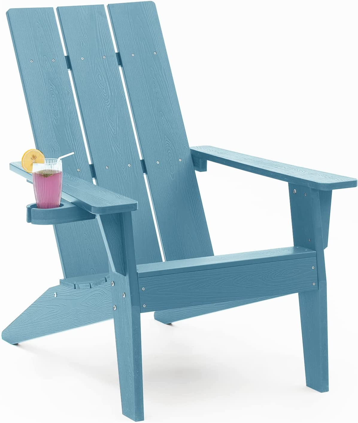 WINSOON All Weather HIPS Adirondack Chair with Cup Holder, Outdoor