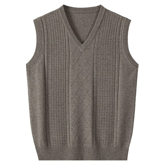 Bcfgryg Men's New Wear Autumn And Winter Warm Comfort Classic Business Sleeveless Casual Plush Vest V Neck Knit Solid Color Vest Vest for Men