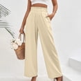 thumbnail image 2 of PMVFHDE Women's High Waist Casual Pants Straight Leg with Pockets Summer Everyday Versatile Comfortable Trousers Beige，M, 2 of 7