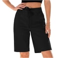 thumbnail image 3 of akafmk Women's 7" Bermuda Shorts Drawstring Tailored Loose Dressy Summer Shorts with Pockets, 3 of 7
