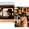 thumbnail image 2 of Gustave Western Cowboy Hat for Women Men, Unisex Vintage Wide Brim Felt Fedora Hat with Belt Buckle for Cowgirls Cowboys - Coffee, 2 of 7