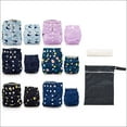 thumbnail image 4 of Simple Being Reusable Cloth Diapers, Double Gusset, One Size Adjustable, Washable Soft Absorbent, Waterproof Cover, Eco-Friendly Unisex Baby Girl Boy, six 4-Layers Microfiber Inserts (Constellation), 4 of 5