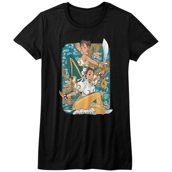 Street Fighter Dual Chun Li Black Junior Women's T-Shirt