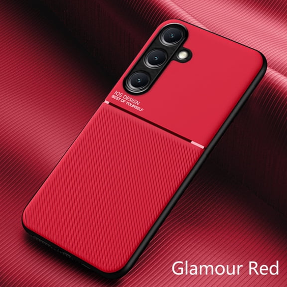 ELEHOLD for Samsung Galaxy S25 FE Case, Fashion Lightweight Magnetic Shockproof TPU Bumper   PC Non-Slip Soft Grip Flexible Ultra-Thin Case,Red