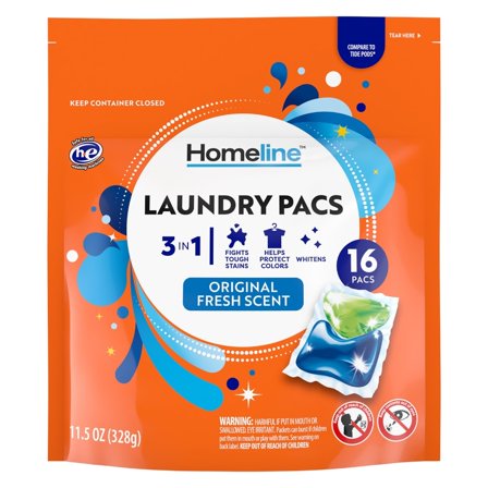 Homeline Original Fresh Scent Laundry Detergent Pacs (Pack 1) - 16 Count