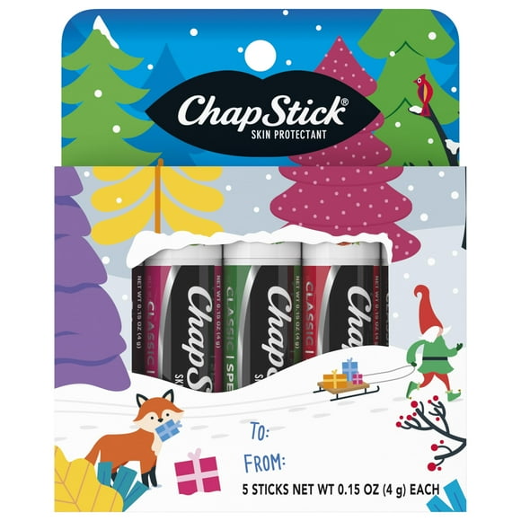 Set de regalo navideño ChapStick Variety de bálsamo labial, paquete de 5