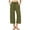 Green, variant on ShomPort Wide Leg Capris For Women Drawstring Elastic Waist Cropped Pants With Pocket Comfy Breathable Straight Hem Solid Color Trousers