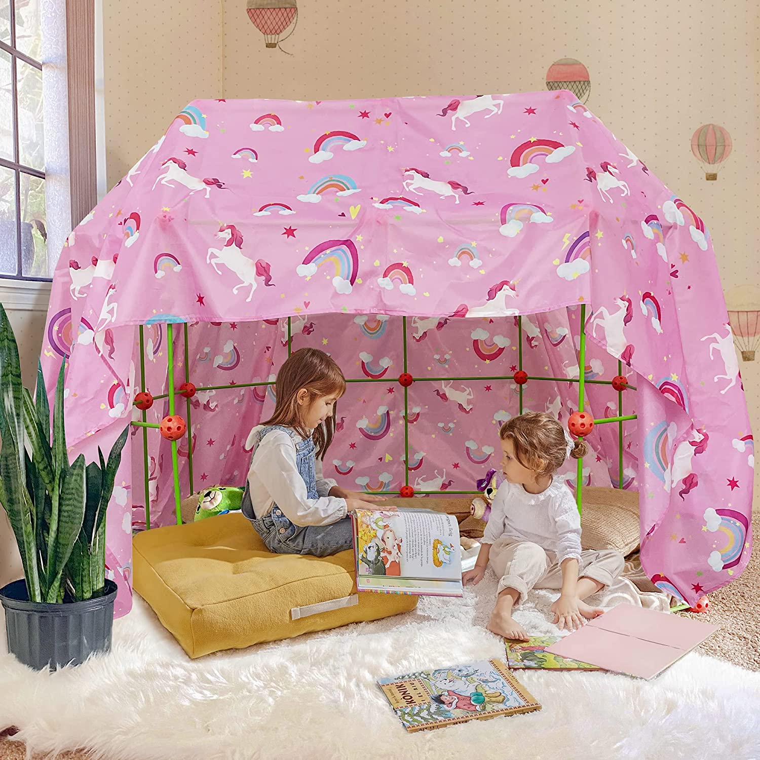Blanket Fort for Kids, Fits Fort Building Kit, Kids Fort, Pink Blanket