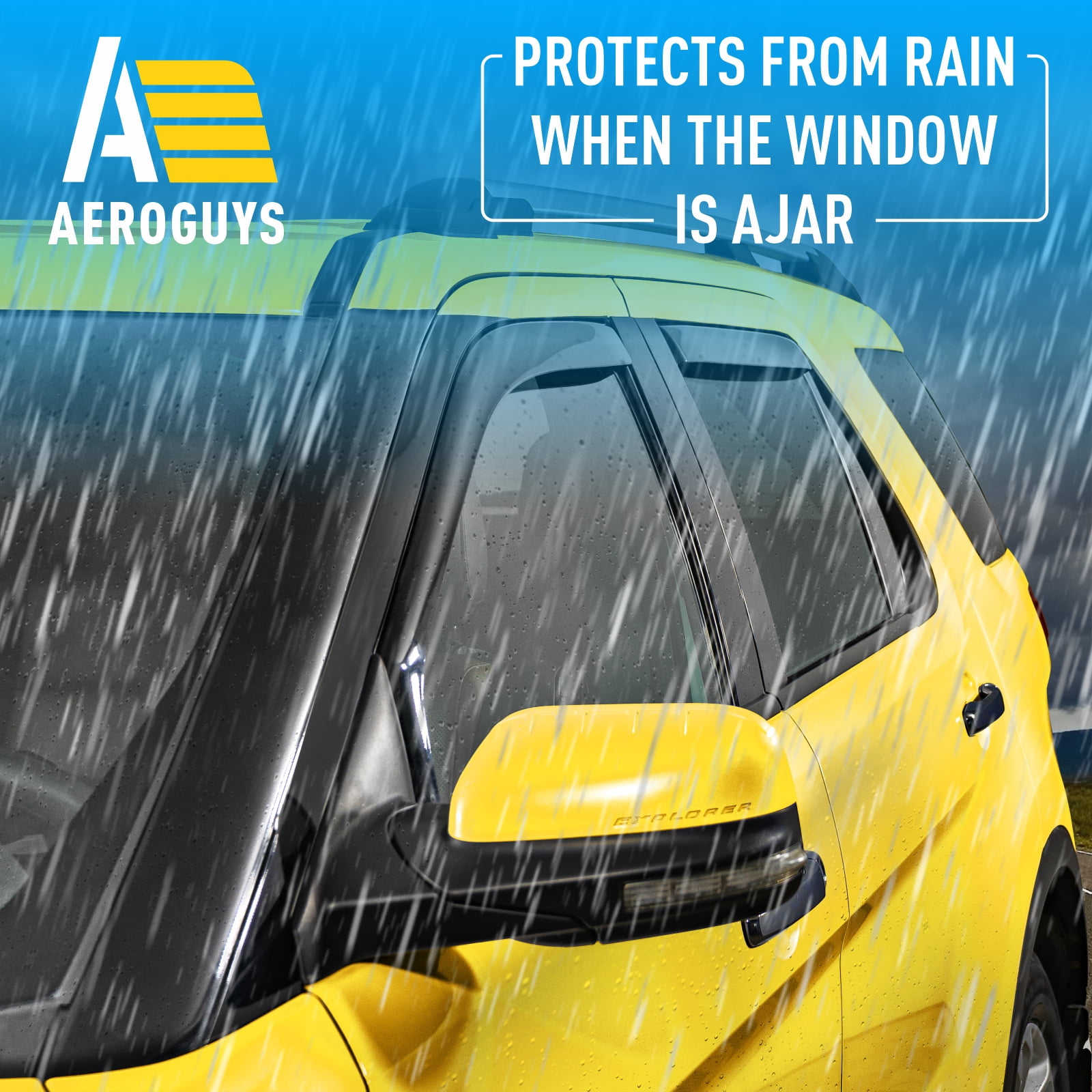 AEROGUYS in-Channel Window Deflectors Extra Durable Window Visors Rain Guards Fit for Ford Explorer 2011-2019, Sun Visors, Wind Deflectors, Vent Visors, Car Accessories - 4pcs. AG0039