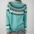 thumbnail image 2 of zaveiop Women's Fair Isle Sweater Casual Crewneck Long Sleeve Lightweight Vintage Knit Jumper Tops (Z4-Light Blue, XXL), 2 of 8