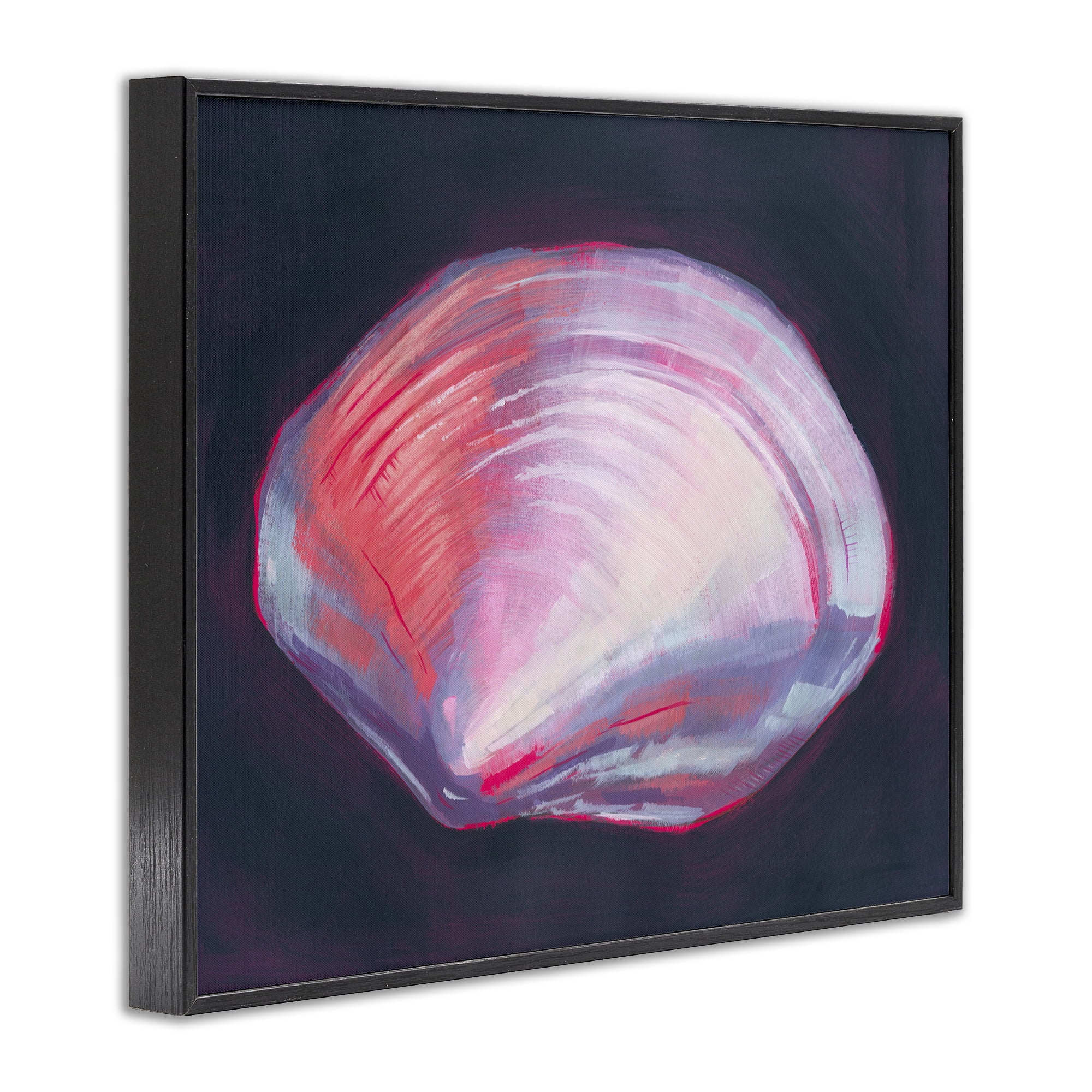 Stupell Industries Pink Clam on Black Animals & Insects Painting Black Framed Art Print Wall Art, 14 x 11