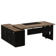 thumbnail image 3 of Tribesigns 74.8" Executive Desk, Large L Shaped Computer Desk Office Desk with Cabinet, White and Wood, 3 of 10