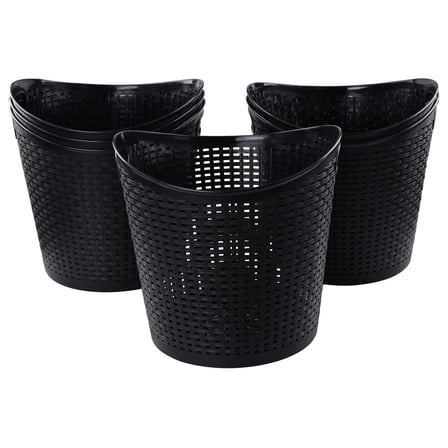 40L Plastic Tall Flex Laundry Basket, Black Laundry Hamper with Handles, 6 Packs