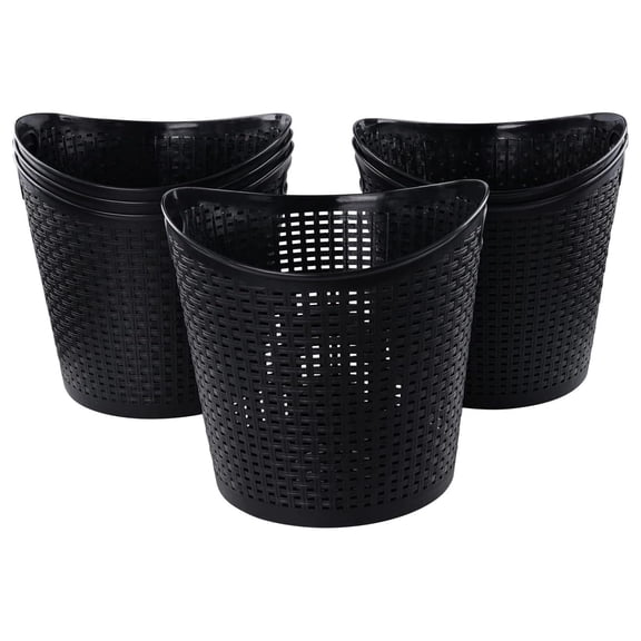 40L Plastic Tall Flex Laundry Basket, Black Laundry Hamper with Handles, 6 Packs